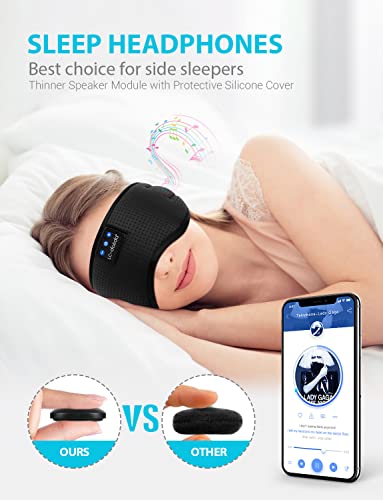 TOPOINT Bluetooth Sleep Eye Mask Wireless Headphones, Sleeping Eye Cover Travel Music Headsets with Microphone Handsfree, Sleep Headphones for Side Sleepers Gift for Men Women (Bright Black) | The Storepaperoomates Retail Market - Fast Affordable Shopping