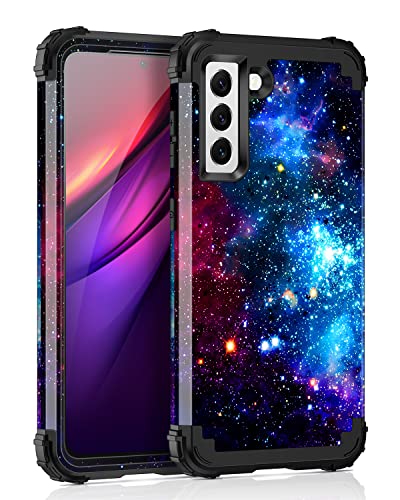 Miqala for Galaxy S22 Plus 5G Case,Shiny in The Dark Three Layer Heavy Duty Shockproof Hard Plastic Bumper +Soft Silicone Rubber Protective Case for Samsung Galaxy S22 Plus 5G,Blue Sky