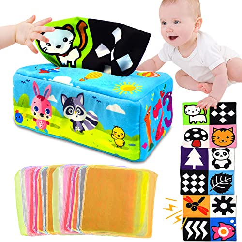 ZHQQ Magic Tissue Box Baby Toy, Montessori Sensory Toys for Babies , Infant Newborn Toddlers Sensory Toys for Year Old Boys Girls Kids Early Learning Toys Baby Gifts