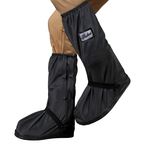 Tachitali Waterproof Rain Boot Shoe Covers with Reflector Men Women Rain Gear Reusable & Foldable Rain Boot Shoe Covers with Zipper, Non-Slip (L)