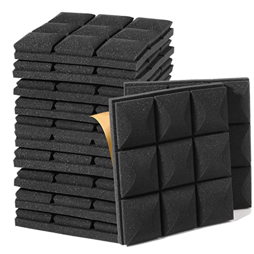 FOUCARSI 12 Pack Sound Dampening Panels,12″ X 12″ X 2″Acoustic Foam Panels,Sound Proof Wall Panels for Studio,home,9 Block Mushroom Design – Black