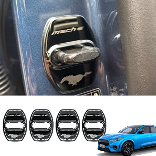 TopMuscle Stainless Steel Door Arm Protection Cover Trim Interior Accessories for Ford Mustang Mach E (Black)