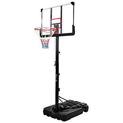 Fulocseny Basketball Hoop Outdoor, Portable Basketball Goal System 6.6-10ft Adjustable LED Basketball Hoop Lights,44 Inch Backboard Indoor Outdoor