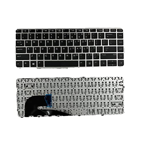 yhfshop Laptop Replacement US Layout Without Backlit Without Pointer Keyboard for HP EliteBook 745 G3 G4 840 G3 840 G4 US Silver Frame