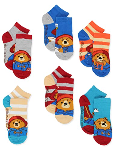 The Adventures of Paddington Bear Toddler Kids 6 Pack Quarter Socks (Small (4-6), Blue)