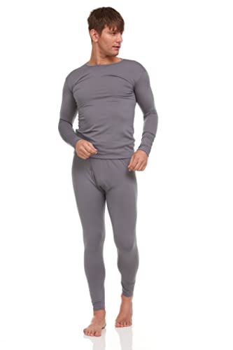 Debra Weitzner Thermal Underwear for Men Fleece Long Johns Warm Base Layer Top and Bottom Tight Set for Winter Extreme Cold Weather Skiing Charcoal