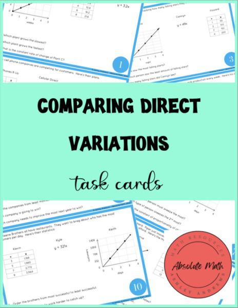 Comparing Direct Variations Task Cards