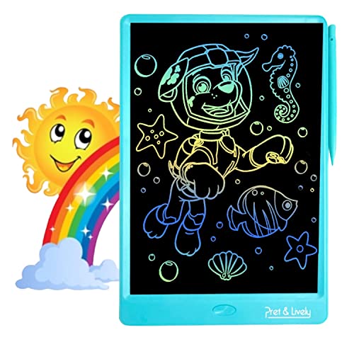 Pret & Lively Kids 12in LCD Tablet, Writing & Learning Doodle Pad, Toddler Fun, Educational Gifts, Erasable Drawing Board, Portable Sketch Pad, Colorful Scribble, 3+ Boys & Girls (Blue)