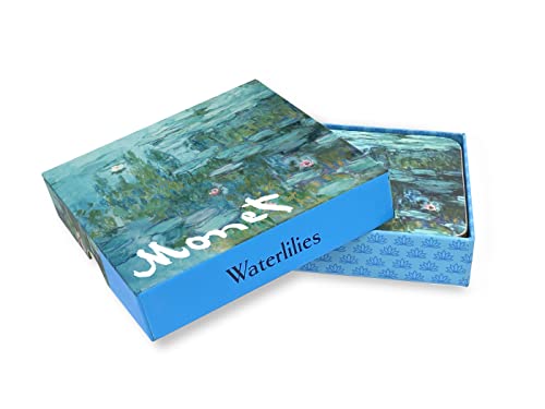 Nelson Line Studio Monet Waterlilies Coaster Set – Box Set of 4 Coasters Blue NYCOA01