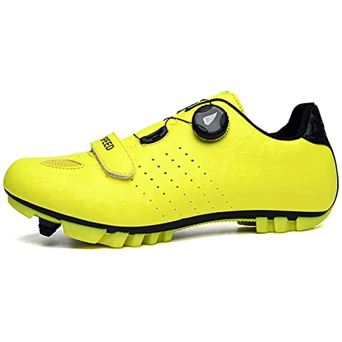 WAYNFF Yellow Professional Bicycle Shoes Cleat MTB Shoes Men Women Road Bike Speed Sneakers,38,Yellow