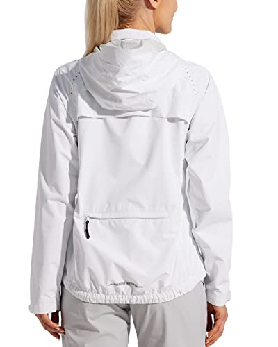 Willit Women’s Running Cycling Jackets Rain Waterproof Jackets Lightweight Windbreaker Hiking Jacket Packable White L