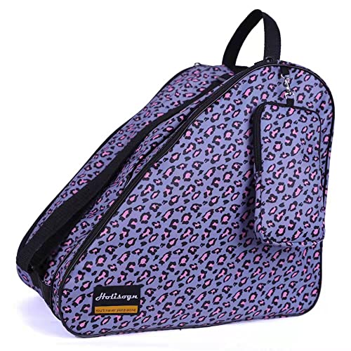 Holisogn Ice, Inline and Roller Skate Bags, Premium and Fashion Bags for child, kids, teenager, adult (Leopard Violet HLS012)