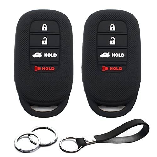 INFIPAR 2pcs Compatible with 2022 Honda Civic Accord Smart 4 Buttons Silicone FOB Key Case Cover Protector Keyless Entry Remote Holder