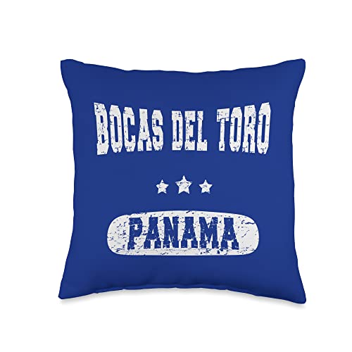 Panamanian cities and travel Vintage Bocas del Toro Panama Throw Pillow, 16×16, Multicolor