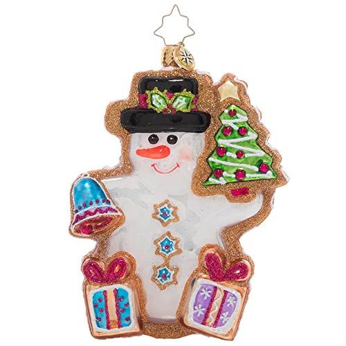 Christopher Radko Hand-Crafted European Glass Christmas Decorative Ornament, Gingerbread Snowman