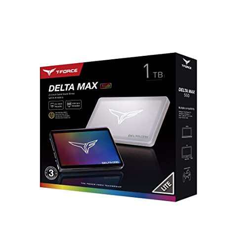 TEAMGROUP T-Force Delta MAX Lite(Dramless) White ARGB 1TB with 3D NAND TLC 2.5 Inch SATA III Internal SSD (R/W Speed up to 550/500 MB/s) T253TM001T0C425 | The Storepaperoomates Retail Market - Fast Affordable Shopping
