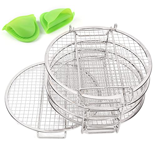 Paweden Fryer Rack, Stackable Dehydrator Rack Stainless Steel Drying Rack with Anti Scalding Gloves Fit for Ninja Foodi Fryer