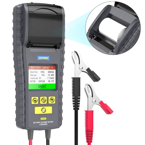 BT860 12V 24V Car Battery Tester 100-2000 CCA Automotive Battery Temperature Load Tester, Auto Cranking Charging System Analyzer Scan Tool with Printer for Vehicles, Cars,Trucks, Motorcycle
