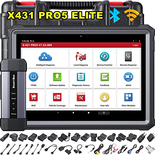 LAUNCH X431 PRO5 with Free J2534 ECU Reprogramming Tool for OEM Reprogramming and Diagnostics, 50+ Reset,OE-Level All Systems Bi-Directional Scanner for CANFD/DOIP/ Heavy Duty Truck,Key IMMO Scan Tool