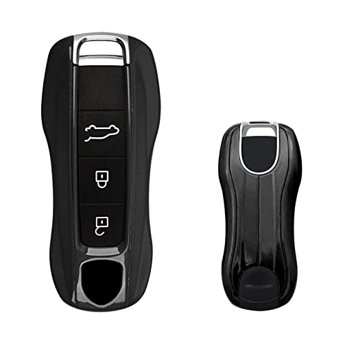 Xotic Tech Black Key Fob Cover Smart Remote Shell Case, 3 pcs Set Full Protection, Compatible with Porsche Cayenne Cayman Panamera 971 Macan Taycan 911 991 918 Carrera 992