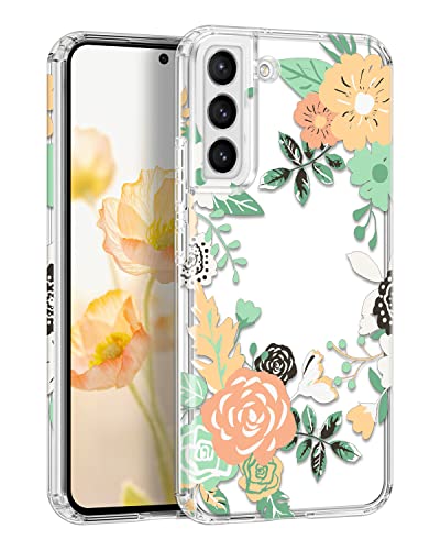 Hekodonk Compatible with Samsung Galaxy S22 5G Case, Cute Clear Crystal Soft Flexible TPU Shockproof Protective Cover for Women Girls Slim Flower Pattern Design for S22 5G Phone Case Abundant Blossom