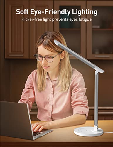 LED Desk Lamp, sympa Dimmable Table Lamp with 7 Brightness Levels, 5 Color Temperatures, USB Charging Port, Touch Control, Memory Function, Desk Light for Home Office Reading Work Study (Silver) | The Storepaperoomates Retail Market - Fast Affordable Shopping