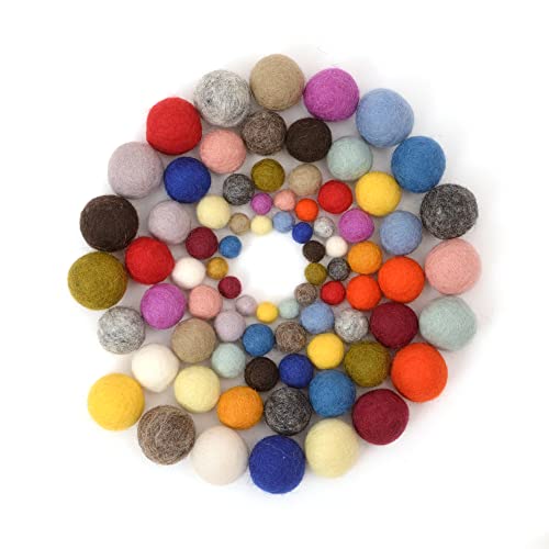 Glaciart One Felt Pom Poms, Wool Balls (80 Pcs) 4 Sizes: 1 cm, 1.5 cm, 2 cm & 2.5 cm, Handmade Felted 20 Color (Red, Pink, Blue, Yellow, White, Pastel & More),Bulk Small Puff for Felting & Garland | The Storepaperoomates Retail Market - Fast Affordable Shopping