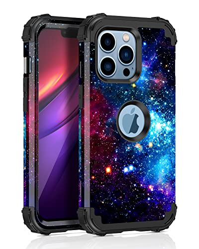 Casetego Compatible with iPhone 13 Pro Max Case,Shiny in The Dark Three Layer Heavy Duty Sturdy Shockproof Full Body Protective Cover Case for Apple iPhone 13 Pro Max 6.7 inch,Shiny Blue