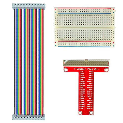 GUOSHUCHE Compatible with Raspberry Pi B-type GPIO kit/with 40Pin flat cable+breadboard+GPIO pinboard