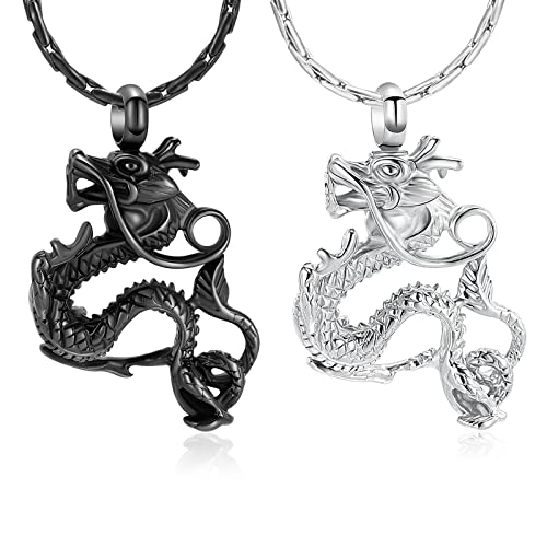 constantlife Cremation Jewelry for Ashes Stainless Steel Dragon Urn Necklace Keepsake Human Pet Ashes Holder Memorial Pendant for Women Men