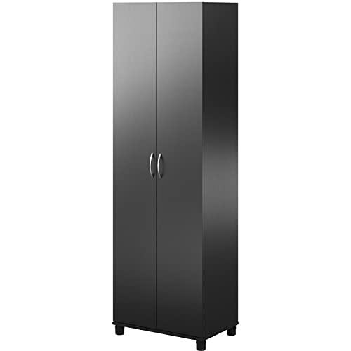 Pemberly Row Engineered Wood Transitional 24″ Utility Storage Cabinet in Black