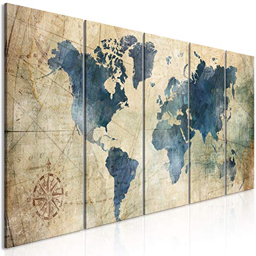 artgeist Acoustic Canvas Wall Art World Map 90×35 in – 5pcs Picture with Acoustic Foam Sound Print Artwork Room Acoustics Soundproofing k-A-0415-b-m