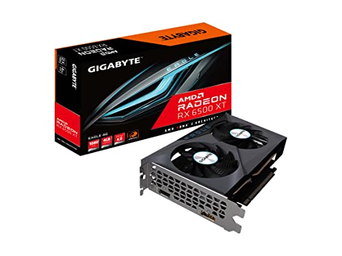 Gigabyte Radeon RX 6500 XT Eagle 4G Graphics Card, WINDFORCE 2X Cooling System, 4GB 64-bit GDDR6, GV-R65XTEAGLE-4GD Video Card