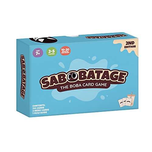 Sabobatage: The Boba Card Game 2nd Edition | Easy Family-Friendly Party Game | Card Games for Adults, Teens & Kids | 2-5 Players
