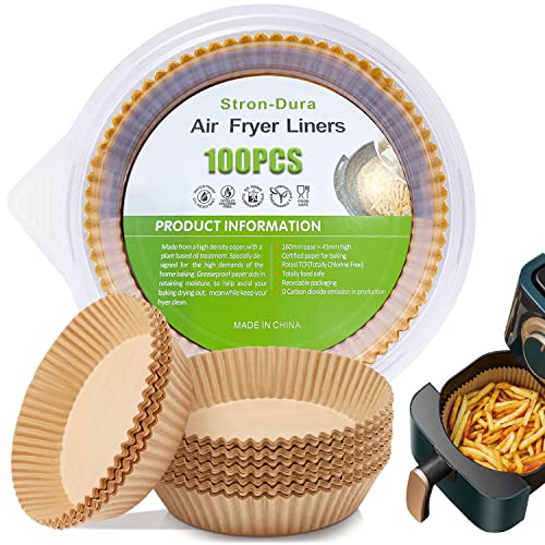 Liners for air basket, Stron-Dura Ninja air fryer liners,Air Fryer Disposable Paper Liners,100PCS Air Fryer Liners 6.3″ Food Grade Non Stick, Oil-Proof, Water-Proof Baking Paper