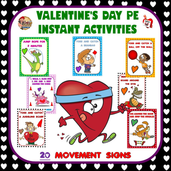Valentine’s Day PE Instant Activities- 20 Movement Signs