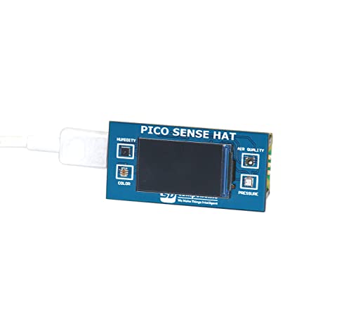 Raspberry Pi Pico with Pico Sense HAT Multi Sensor Humidity, Air Quality, Color, Pressure Sensor Sense HAT for Pico with Inbuilt 1.14” LCD Display