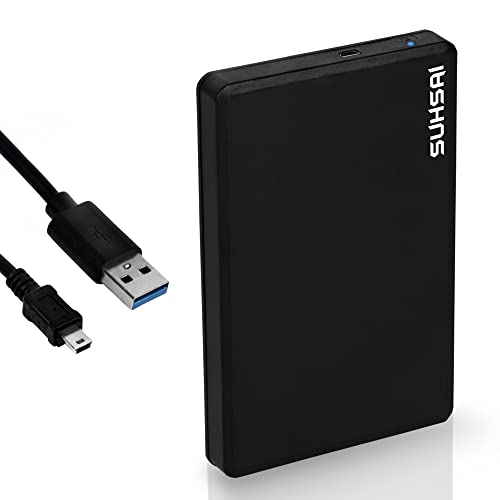 SUHSAI 1TB External Hard Drive USB 2.0 Ultra Slim & Compact Portable Storage Extended Data Backup harddrive Pocket Size USB Drive 2.5″ HDD for PC Laptop Mac Chromebook Desktop (Black)