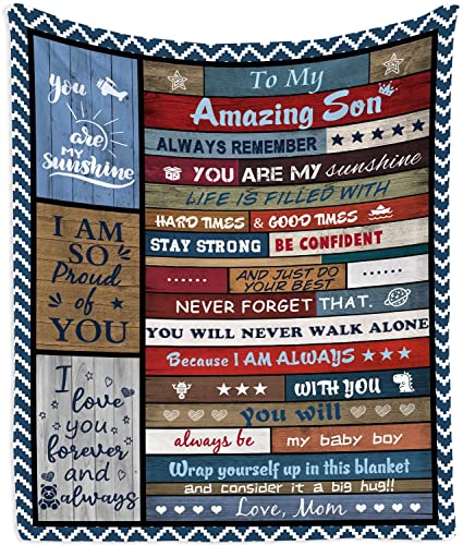 Mubpean Gifts for Son Blanket 40″X50″ – Son Gifts from Mom – Gifts for Son from Mom – Son Birthday Gifts – Birthday Gifts for Son – Son Blanket from Mom – Graduation Party Gift Ideas Throw Blankets