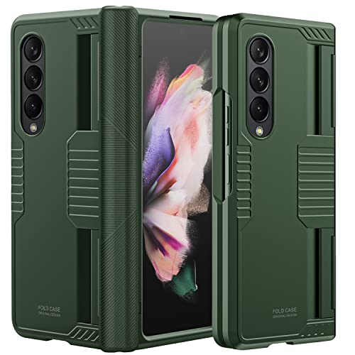 Cenmaso Armor Case Designed for Samsung Galaxy Z Fold 3 Case, Z Fold 3 Case with Hinge Protection,Heavy-Duty Anti-Fall Protective Case for Galaxy Z Fold 3- Green