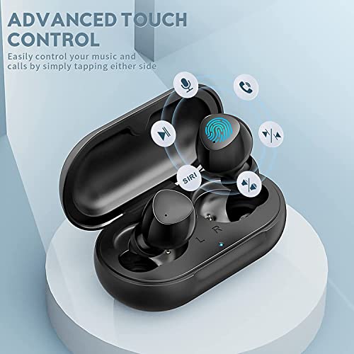 Kurdene Wireless Earbuds,Bluetooth Earbuds with Charging Case,Touch Control Bluetooth 5.2 Sport Headphones with Mics Earphones in-Ear Premium Deep Bass (Black) | The Storepaperoomates Retail Market - Fast Affordable Shopping