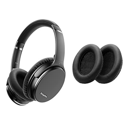 Srhythm NC35 Noise Cancelling Headphones Real Over Ear Wireless Lightweight Durable Foldable Bluetooth Headset Bundles with Protein Leather Earpads Replacement Memory Foam Cushions