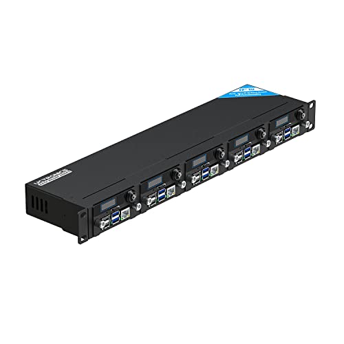 UCTRONICS Raspberry Pi Rackmount Complete Enclosure Version with PoE Functionality, Front Removable Rack Mount with Captive Screws, Supports Up to 5 RPis