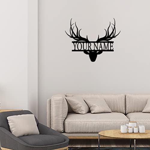 Custom Name Sign Personalized Deer Antlers Ornaments Decor Metal Sign Housewarming Moving Birthday Christmas Gift for Men Women Monogram Hunting Gift for Grandparents Papa Deer Head Sign Black 12″ | The Storepaperoomates Retail Market - Fast Affordable Shopping