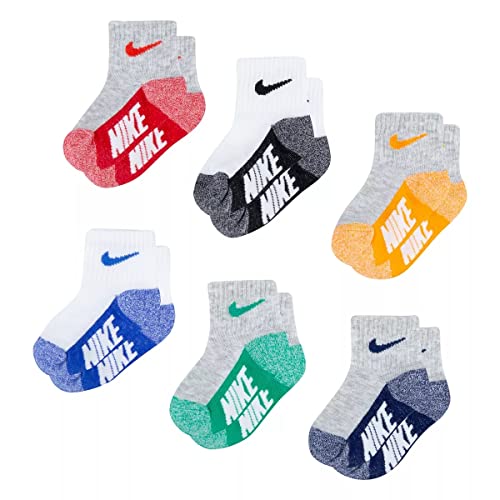 Nike Baby Lightweight Ankle Socks 6 Pack (Grey(NN0659-U10)/R_O, 6-12 Months)