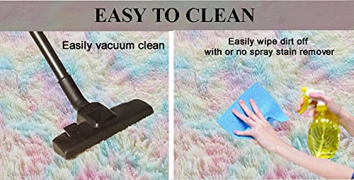 MorroMorn 3 PCS Rainbow Rug Girls Room Decor Fuzzy Area Rugs Fluffy Carpet, Soft Non-Skid Cute Pink for Kids Bedroom Playroom (Shaggy 4×6 Ft) | The Storepaperoomates Retail Market - Fast Affordable Shopping