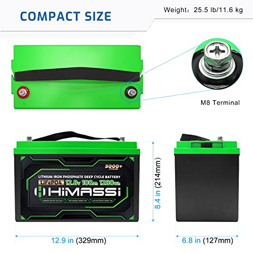 HiMASSi 12V 100Ah LiFePO4 Battery Low Temperature Charging (-4°F), Built in 100A BMS Lithium Battery for Trolling Motor Marine RV Solar Electrical Systems Home Energy Storage | The Storepaperoomates Retail Market - Fast Affordable Shopping