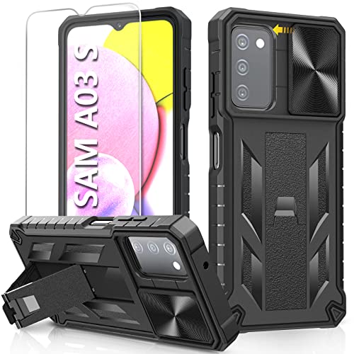 for Samsung Galaxy A03s Protective Case: Military Grade Drop Proof Full Protection Mobile Phone Cover with Kickstand | Durable Rugged Shockproof TPU Matte Textured Tough Bumper Shell