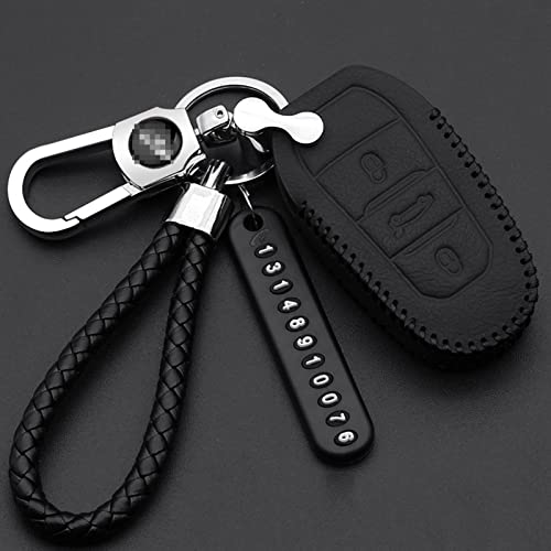 RASFFAQ Car Keychain Cover Smart Leather Key case Key Cover,Fit for Peugeot 3008 508 Black 4