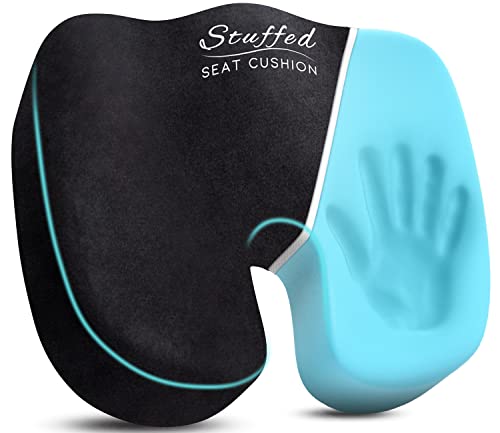Stuffed Seat Cushion for Office Chair, Large Memory Foam Seat Cushion for Long Sitting, Butt Pillow for Lower Back, Coccyx, Tailbone Pain Relief